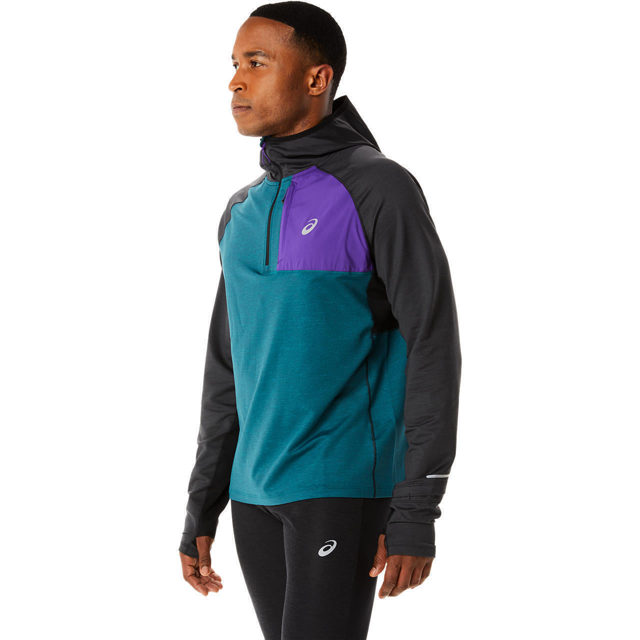 Asics Felpa con Mezza Zip Winter Run Ls Hoodie Uomo Verde