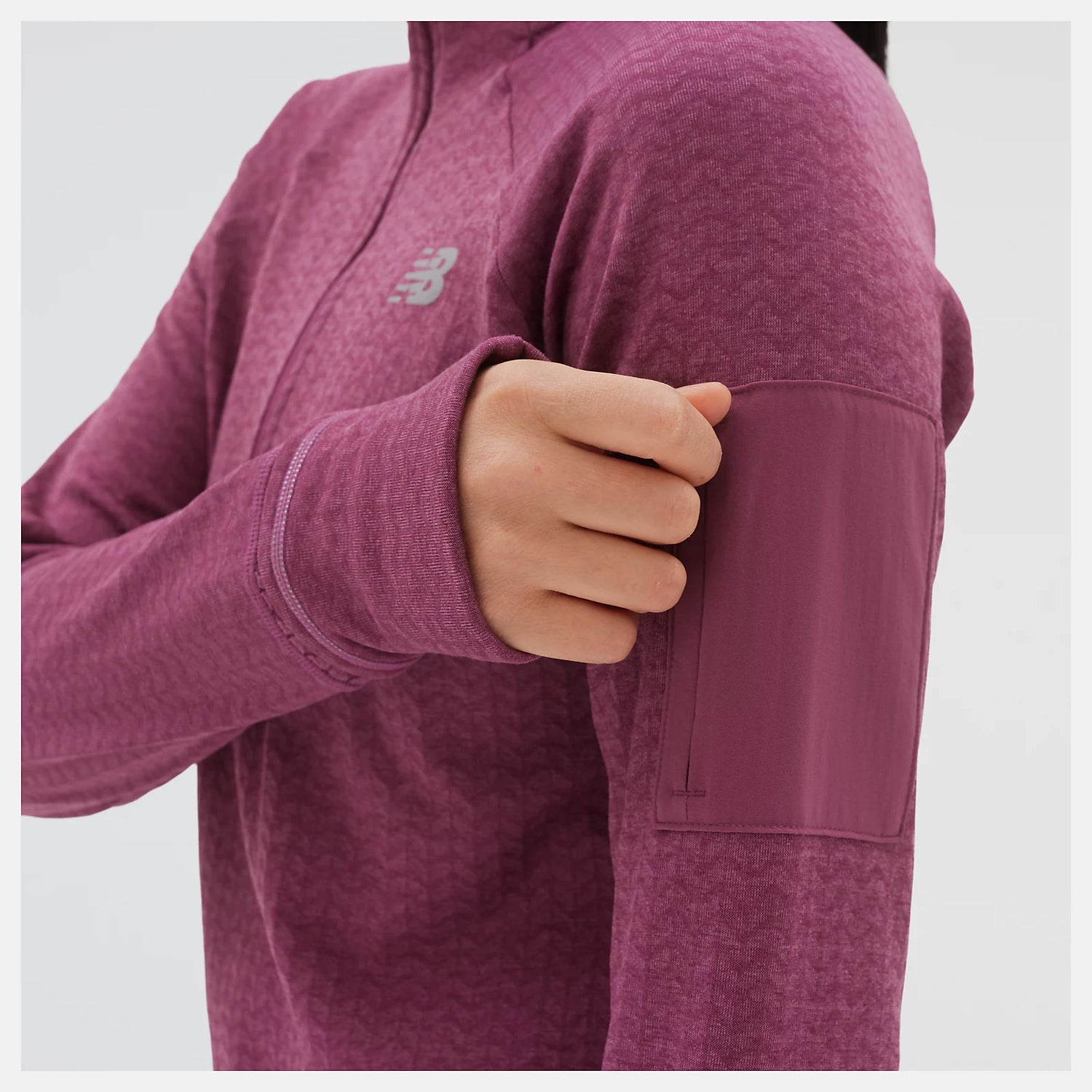 New Balance Felpa con Mezza Zip Heat Grid Donna Ciliegia