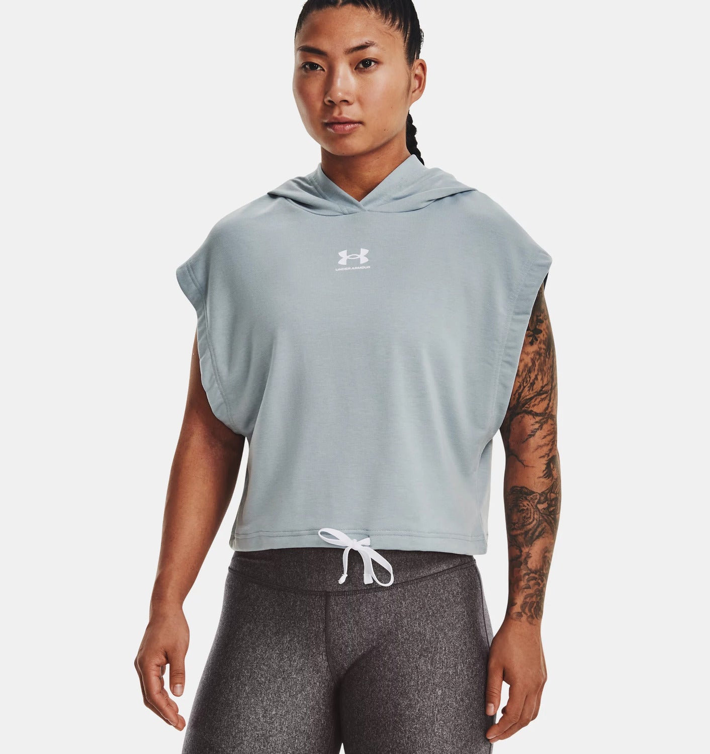 Under Armour Felpa con cappuccio a maniche corte Rival Terry Donna