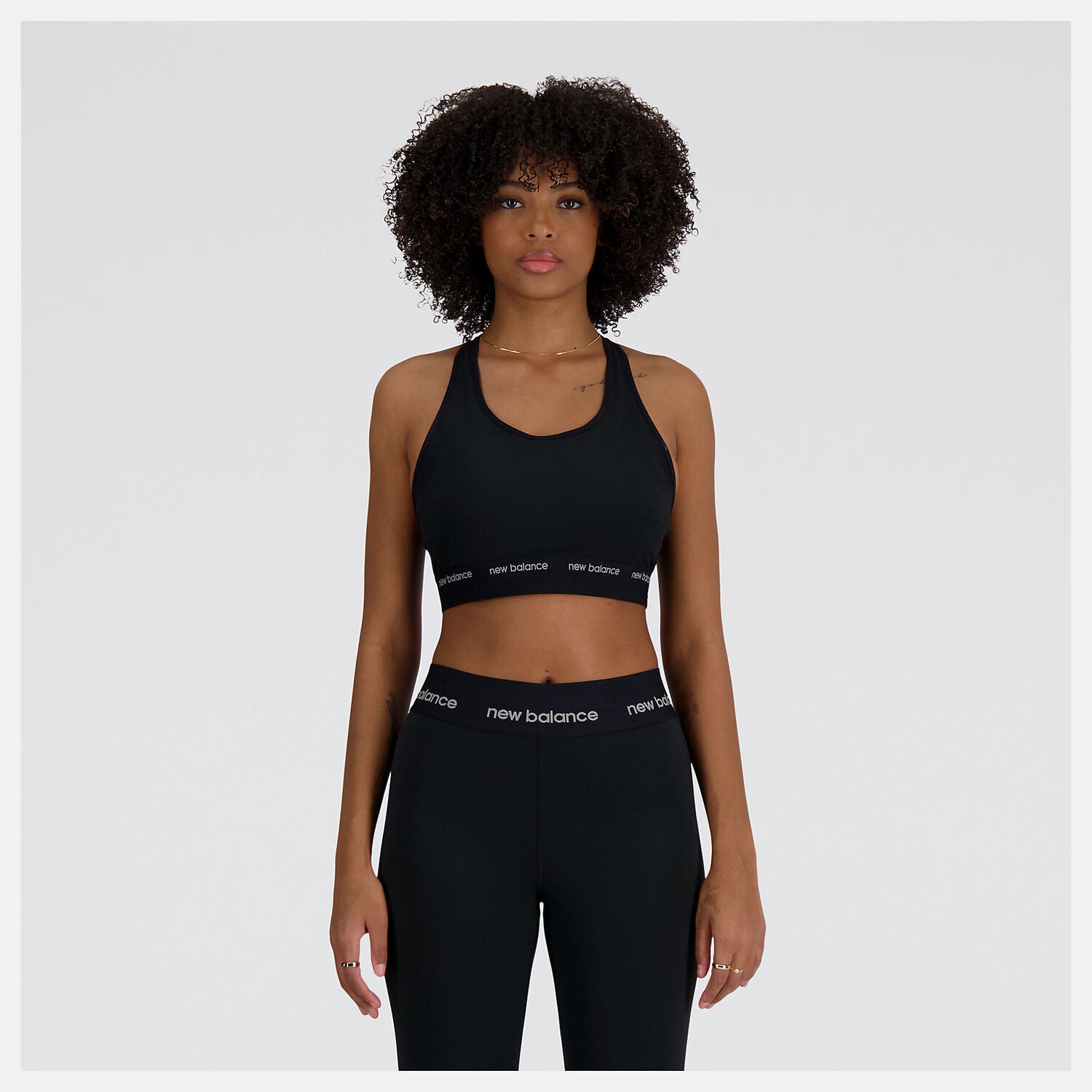New Balance Top Bra Sleek Medium Support Sports Donna Black
