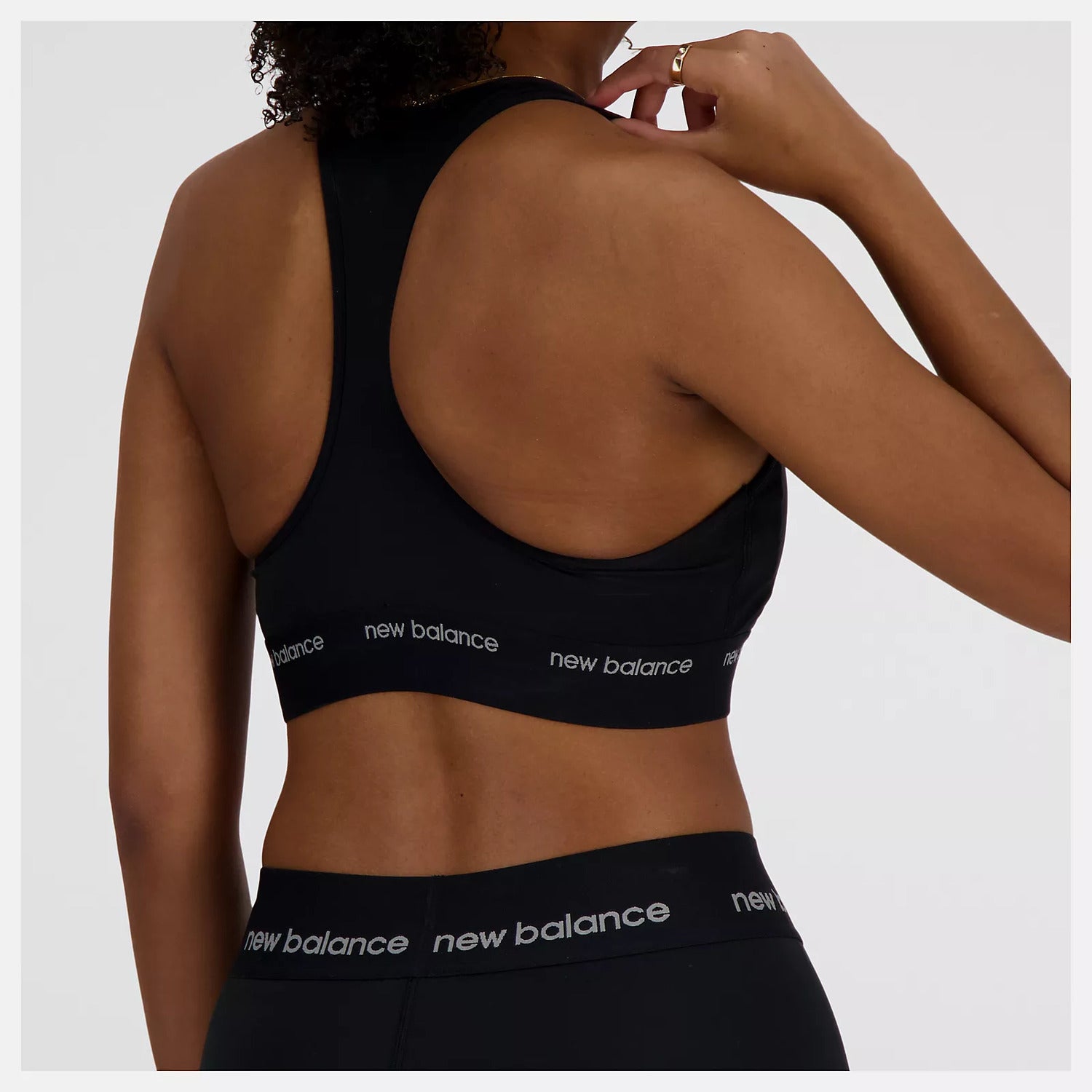 New Balance Top Bra Sleek Medium Support Sports Donna Black