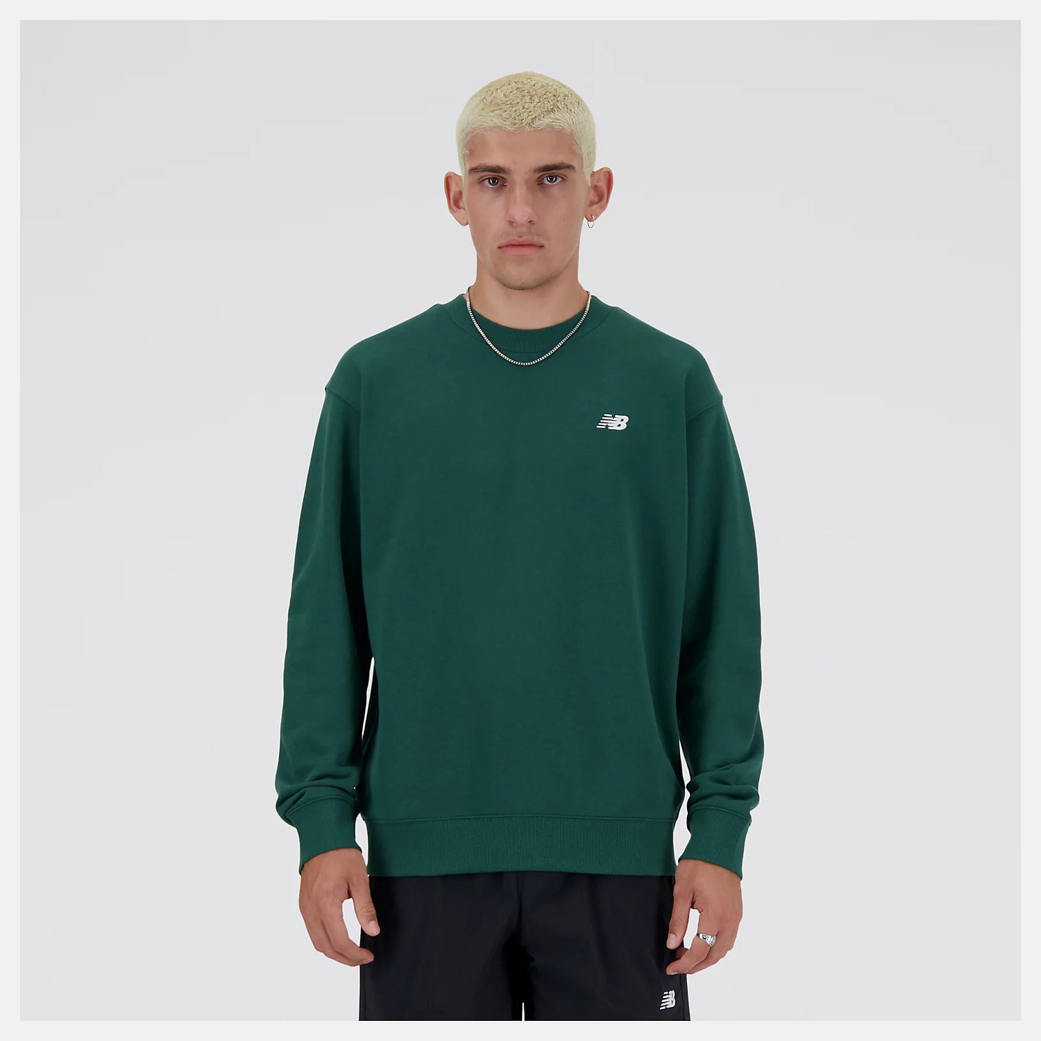New Balance Felpa Girocollo Sport Essentials French Terry Crew Uomo Green