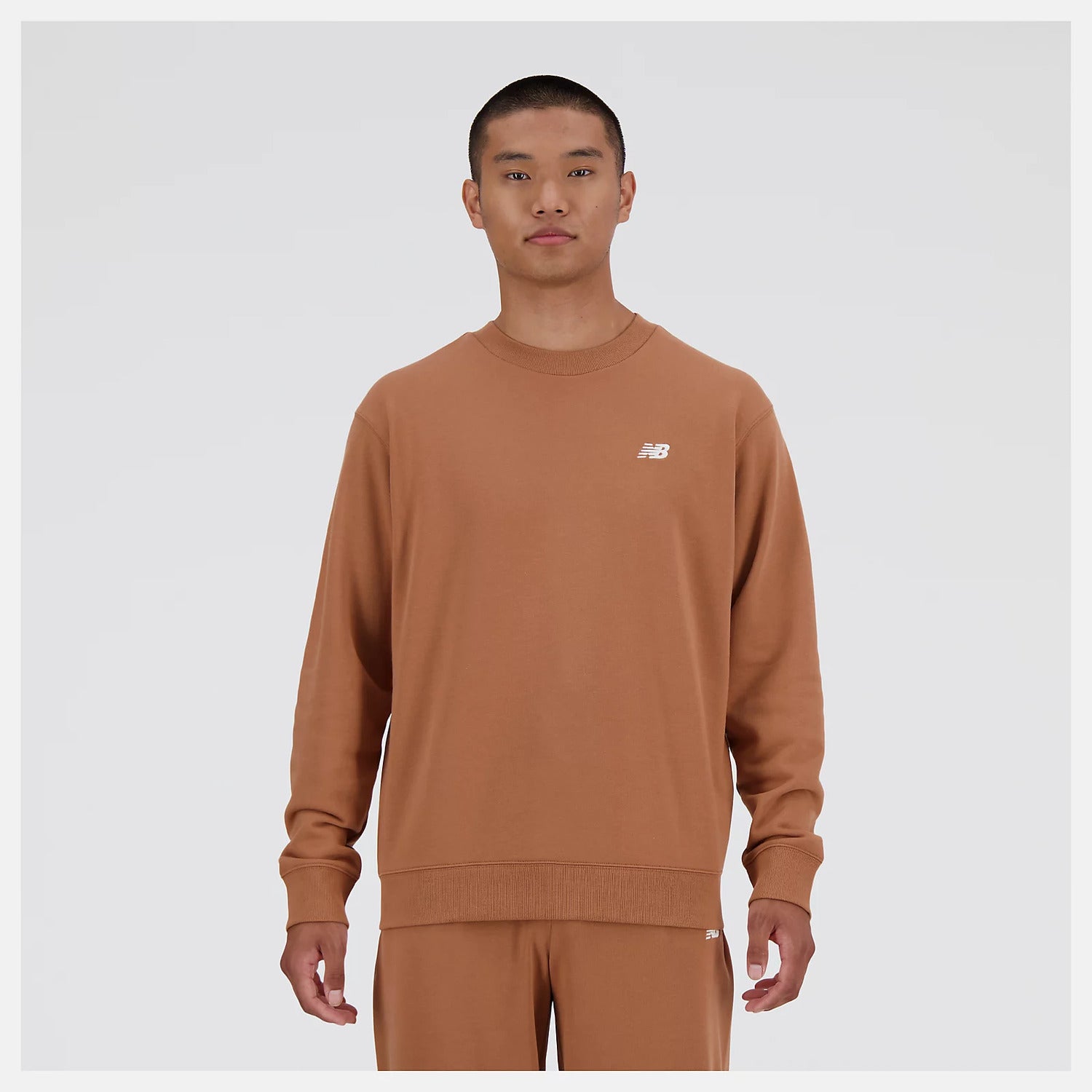 New Balance Felpa Girocollo Sport Essentials French Terry Crew Uomo Walnut