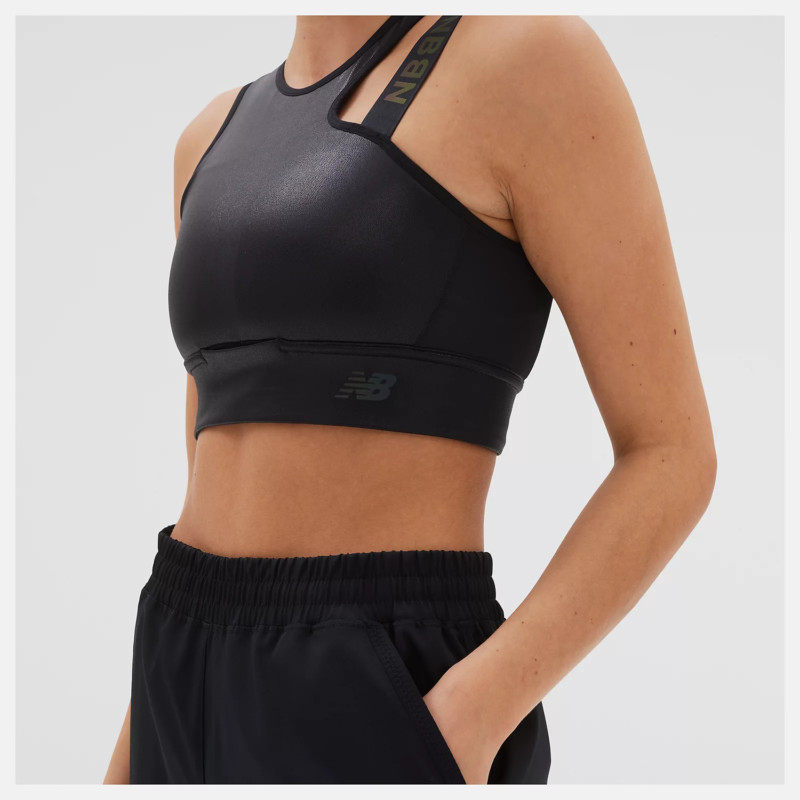 New Balance Top Q Speed Shape Shield Crop Bra Donna Nero