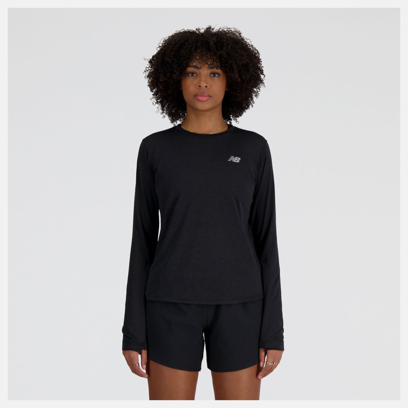 New Balance T-Shirt Manica Lunga Athletics Long Sleeve Donna Black Heather