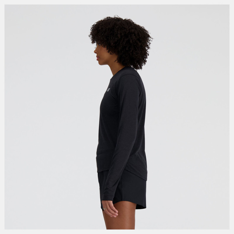 New Balance T-Shirt Manica Lunga Athletics Long Sleeve Donna Black Heather