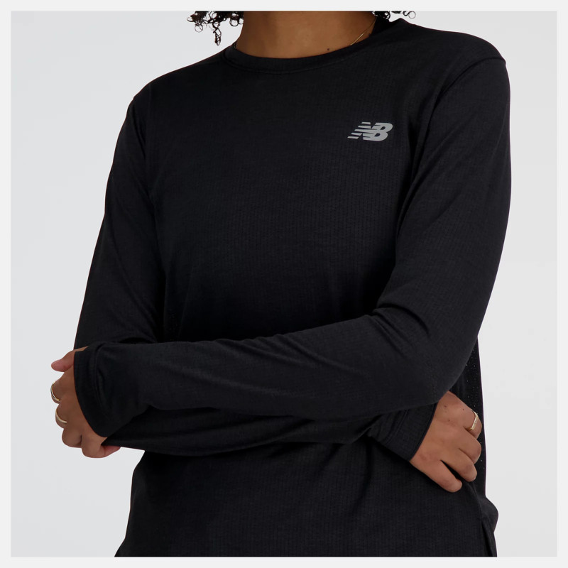 New Balance T-Shirt Manica Lunga Athletics Long Sleeve Donna Black Heather