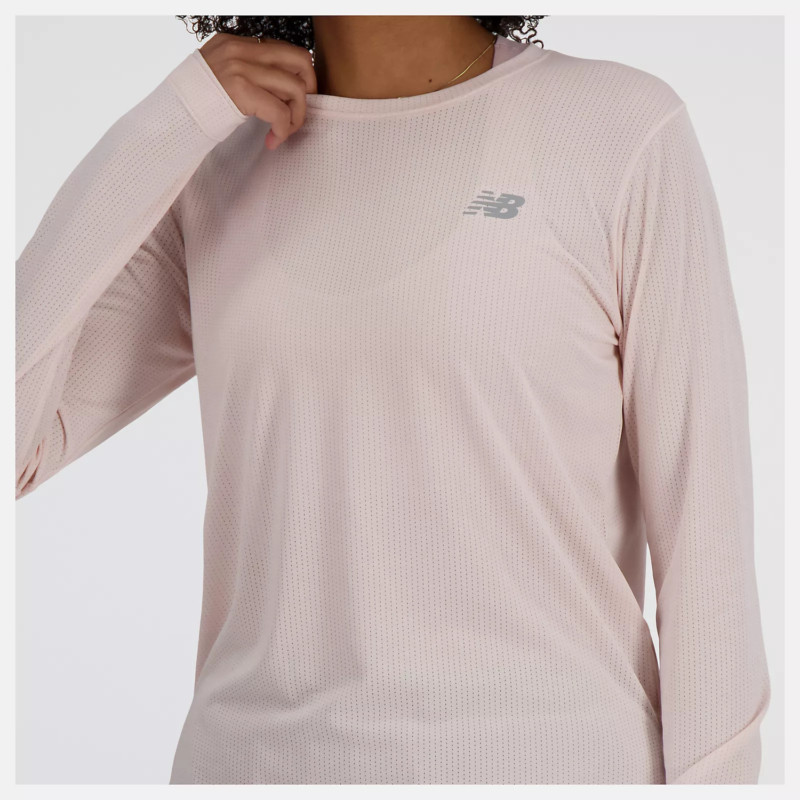 New Balance T-Shirt Manica Lunga Athletics Long Sleeve Donna Quarz Pink Heather