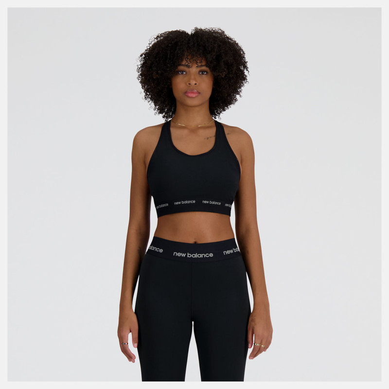 New Balance Top Bra Sleek Medium Support Sports Donna Black