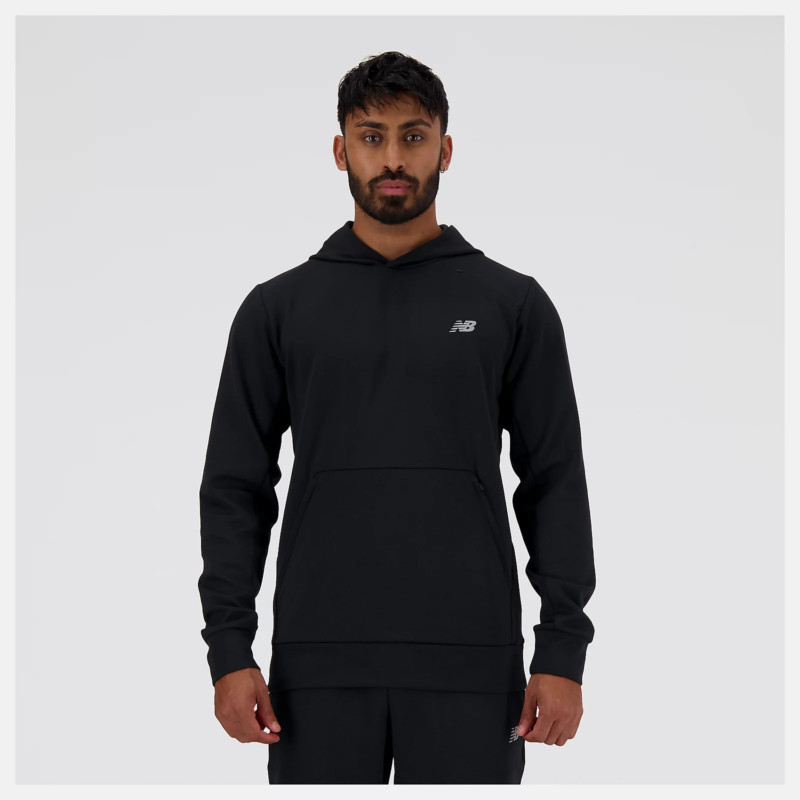 New Balance Felpa con Cappuccio Tech Knit Hoodie Uomo Nera
