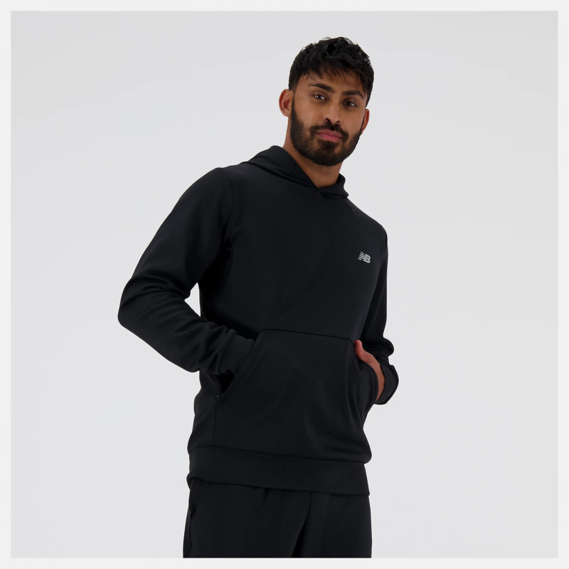 New Balance Felpa con Cappuccio Tech Knit Hoodie Uomo Nera