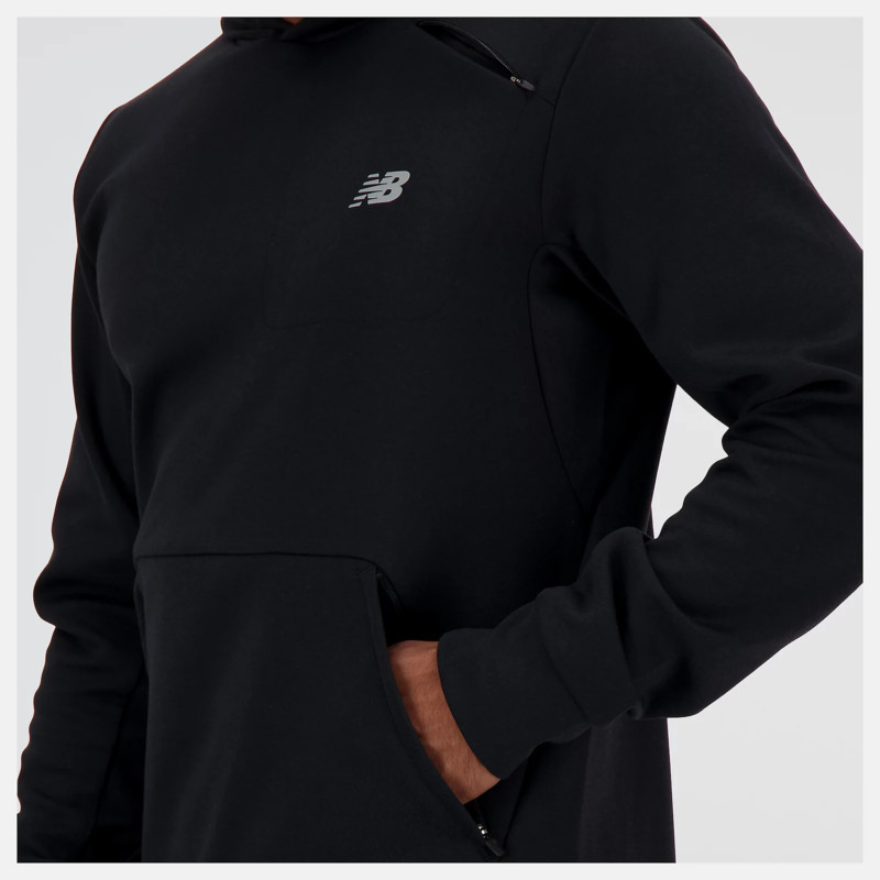 New Balance Felpa con Cappuccio Tech Knit Hoodie Uomo Nera
